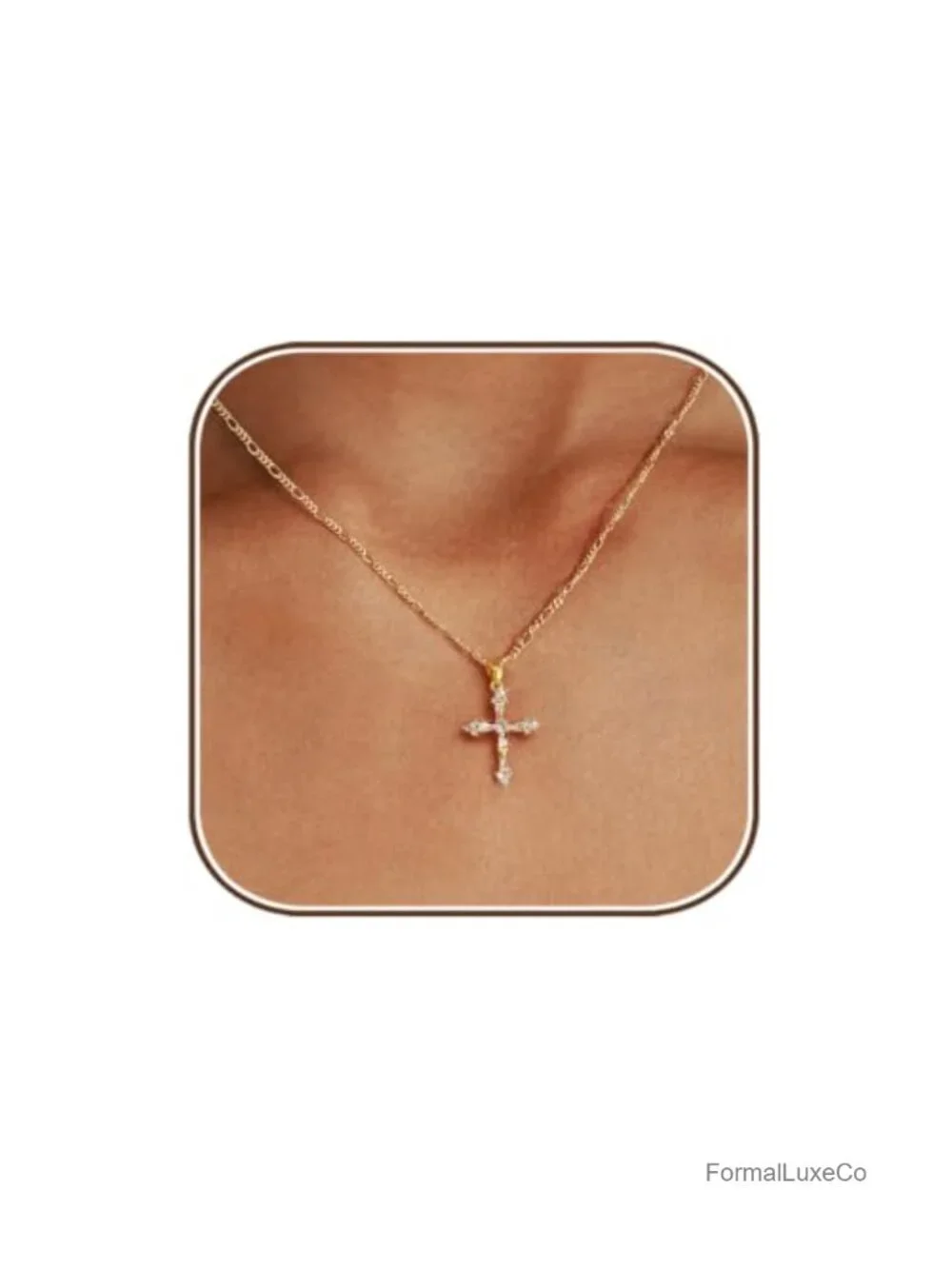 Double Cross Necklace 14K Gold Plated Pendant Dainty Choker Necklace Trendy